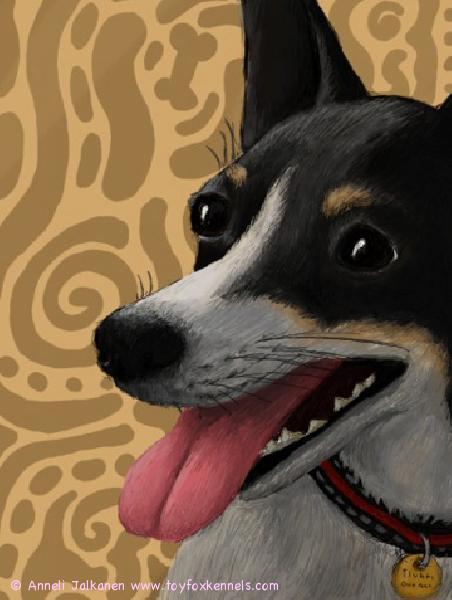 Kasvattimme 'PR' Dunkel's Delta Baby Doll aka Tiuhti on ikuistettu taiteilijan toimesta kankaalle useampaan otteeseen. Ohessa tuorein taideteos. Upeaa!